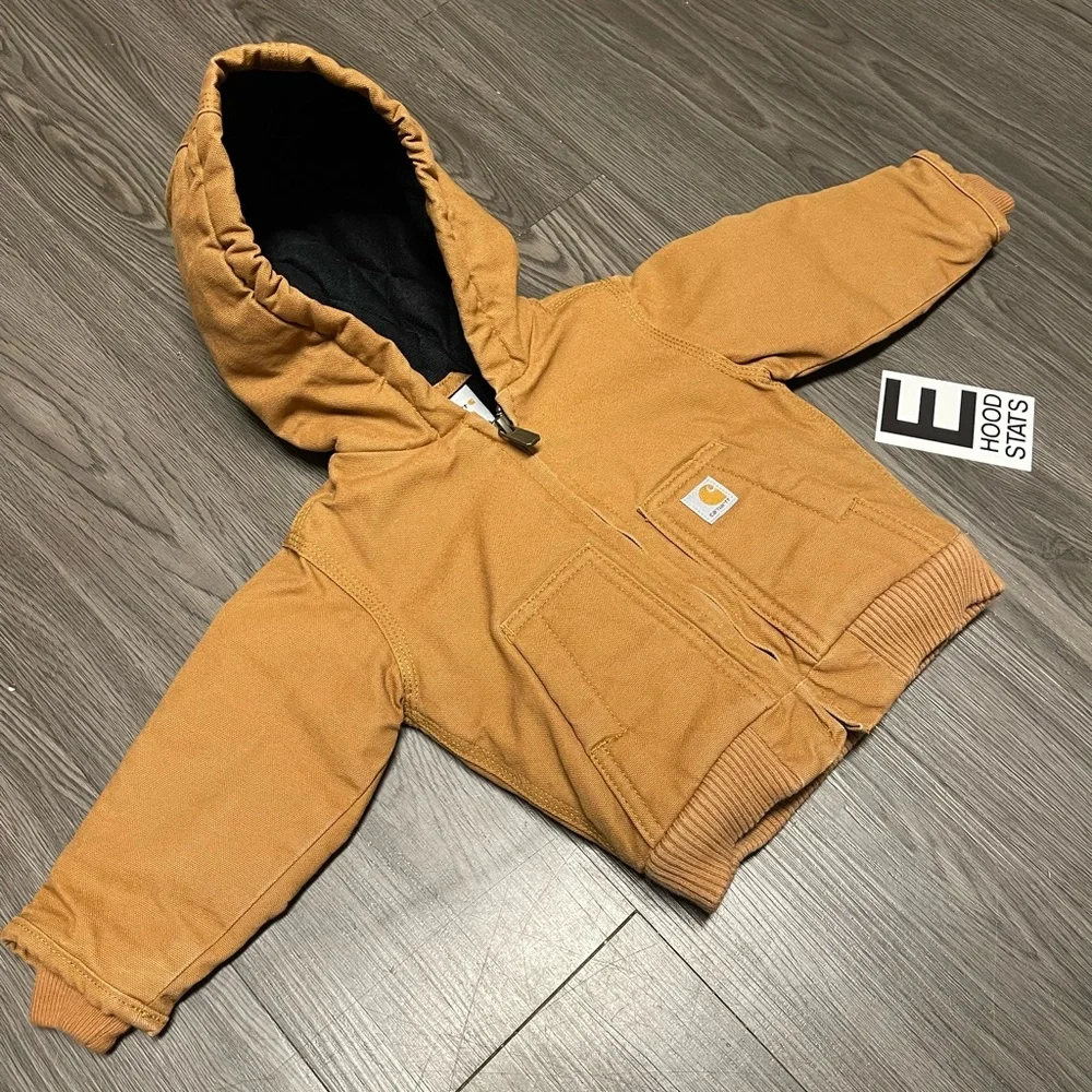 Carhartt Tan Zip Up Infant Size 6M Hooded Jacket